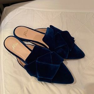 J. Crew Pointed Toe Slide in Deep Twilight Velvet